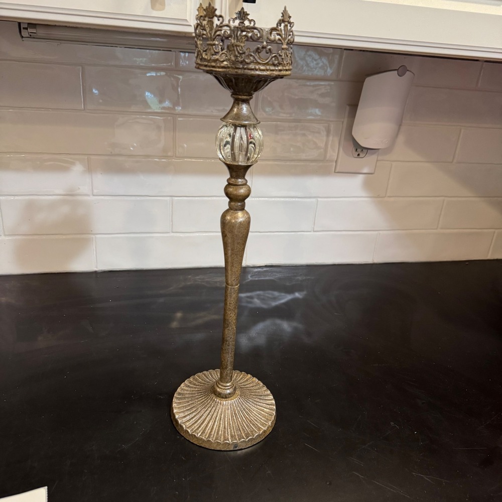 Candle Holder Home Decor 18in Gold Crown Filigree Glass Orb MB0485A0BVZ